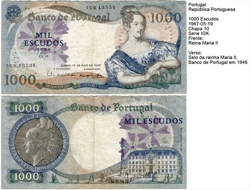 Portugal - Escudo 1000 - 1967-05-19 - Serie IGK