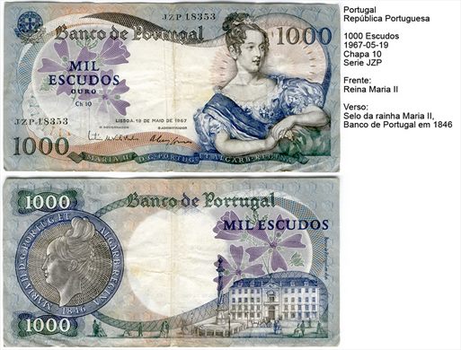 Portugal - Escudo 1000 - 1967-05-19 - Serie JZP