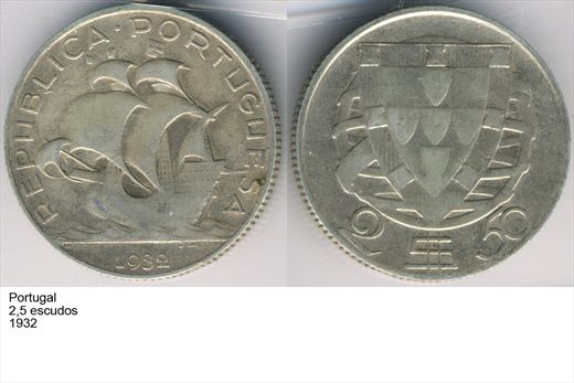 Portugal - Escudo 2,50 - 1932 - G6 A1 H11 L7C1