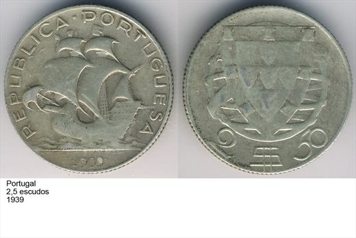 Portugal - Escudo 2,50 - 1939 - G6 A1 H11 L7C2