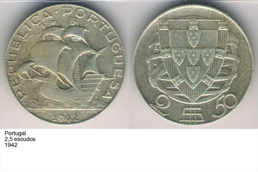 Portugal - Escudo 2,50 - 1942 - G6 A1 H11 L7C4