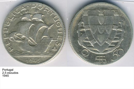 Portugal - Escudo 2,50 - 1945 - G6 A1 H12