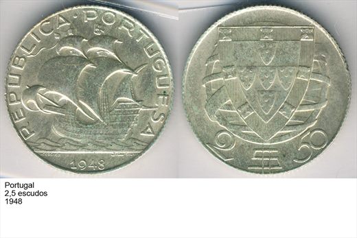 Portugal - Escudo 2,50 - 1948 - G6 A1 H12 L1C4