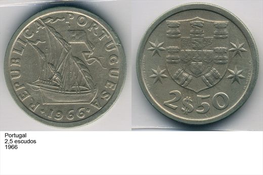 Portugal - Escudo 2,50 - 1966 - G6 A1 H12 L2C3