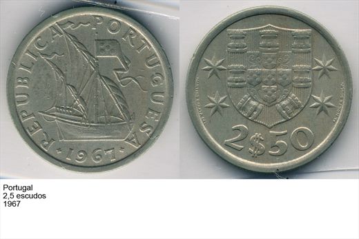 Portugal - Escudo 2,50 - 1967 - G6 A1 H12 L2C4