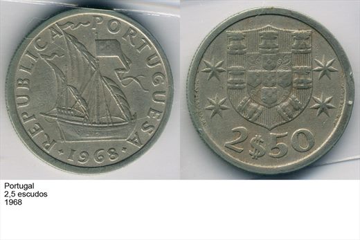Portugal - Escudo 2,50 - 1968 - G6 A1 H12 L2C5
