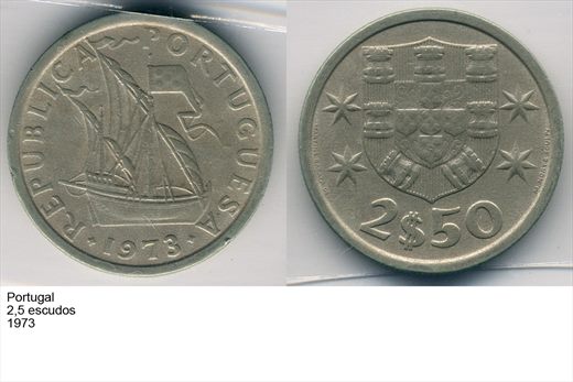 Portugal - Escudo 2,50 - 1973 - G6 A1 H12 L3C4