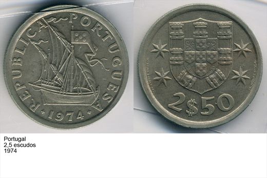 Portugal - Escudo 2,50 - 1974 - G6 A1 H12 L3C5