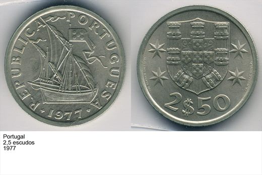 Portugal - Escudo 2,50 - 1977 - G6 A1 H12 L4C3