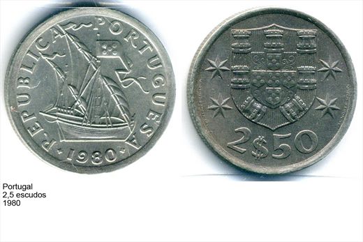 Portugal - Escudo 2,50 - 1980 - G6 A1 H12 L4C6