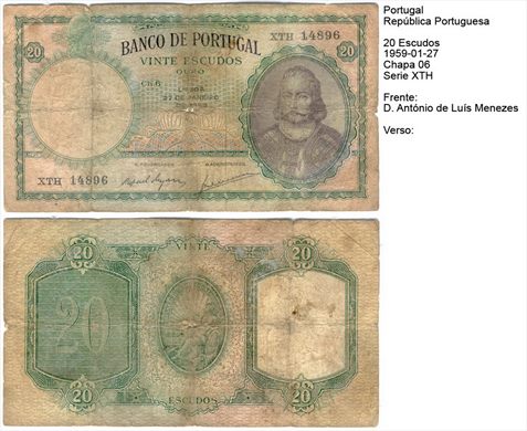 Portugal - Escudo 20 - 1959-01-27 - XTH