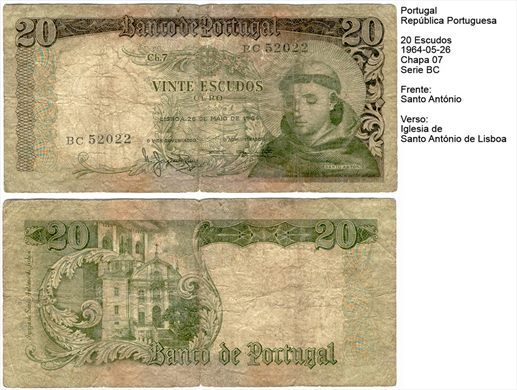 Portugal - Escudo 20 - 1964-05-26 - BC