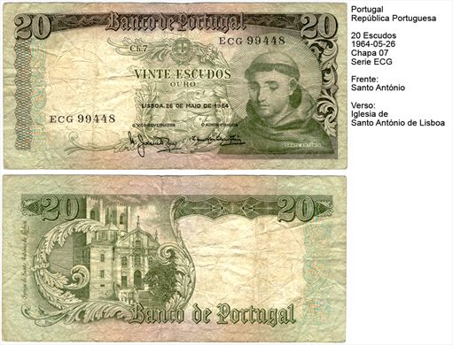 Portugal - Escudo 20 - 1964-05-26 - ECG