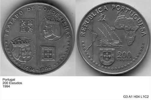 Portugal - Escudo 200 - 1994 - 1494 Tratado de Tordesilhas