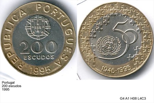 Portugal - Escudo 200 - 1995 - 1945 50 anos da ONU