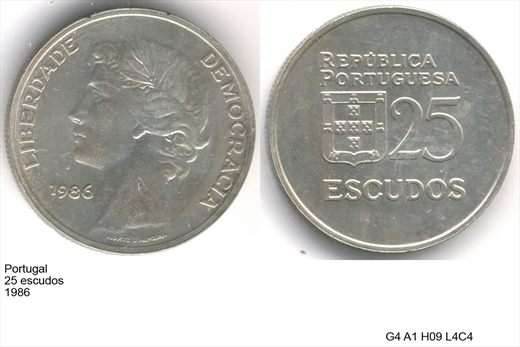 Portugal - Escudo 25 - 1986 - G4 A1 H09 L4C4