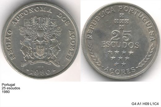 Portugal - Escudo 25 - 1980 Acores