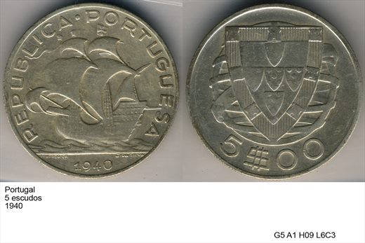 Portugal - Escudo 5 - 1940 - G5 A1 H09 L6C3