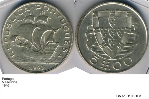Portugal - Escudo 5 - 1946 - G5 A1 H10
