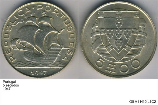Portugal - Escudo 5 - 1947 - G5 A1 H10 L1C2