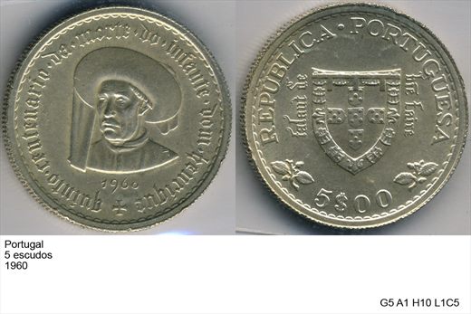 Portugal - Escudo 5 - 1960 - G5 A1 H10 L1C5