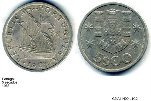 Portugal - Escudo 5 - 1968 - G5 A1 H09 L1C2