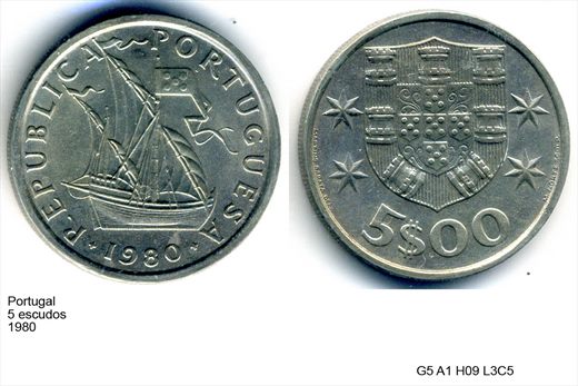 Portugal - Escudo 5 - 1980 - G5 A1 H09 L3C5