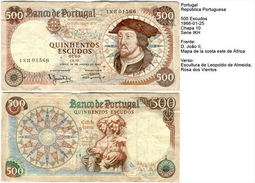 Portugal - Escudo 500 - 1966-01-25 - Serie IKH