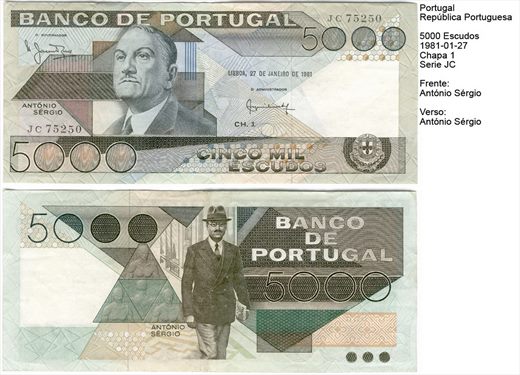 Portugal - Escudo 5000 - 1981-01-27 - Serie JC