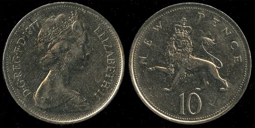 Reino Unido - new pence 10 - 1977