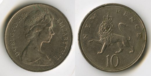 Reino Unido - New Pence 10 - 1969