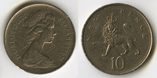 Reino Unido - New Pence 10 - 1976