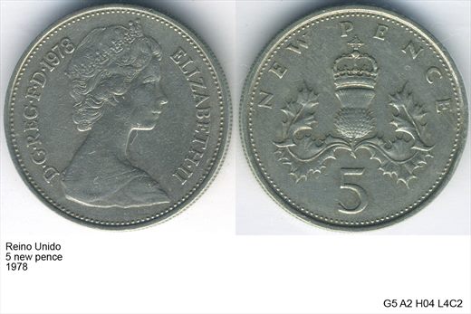 Reino Unido - New Pence 5 - 1978 - G5 A2 H04 L4C2