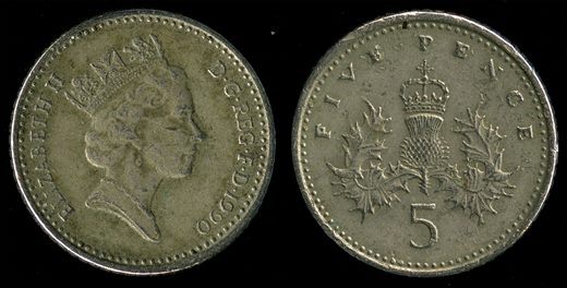 Reino Unido - pence 5 - 1990