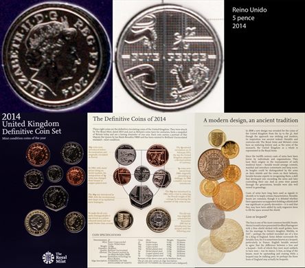 Reino Unido - pence 5 - 2014 (2014 Coin Set)