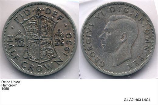 Reino Unido - Half Crown - 1950 - G4 A2 H03 L4C4
