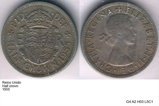 Reino Unido - Half Crown - 1955 - G4 A2 H03 L5C1