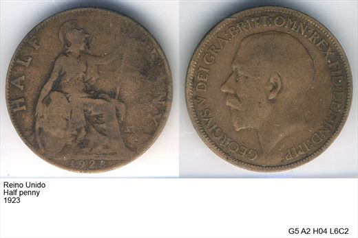 Reino Unido - Half Penny - 1923 - G5 A2 H04 L6C2