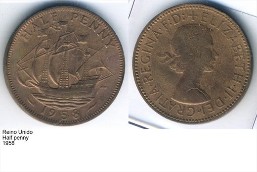Reino Unido - Half Penny - 1958 - G5 A2 H05 L1C5