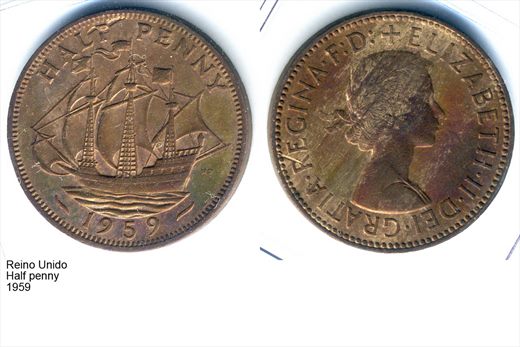 Reino Unido - Half Penny - 1959 - G5 A2 H05 L2C1
