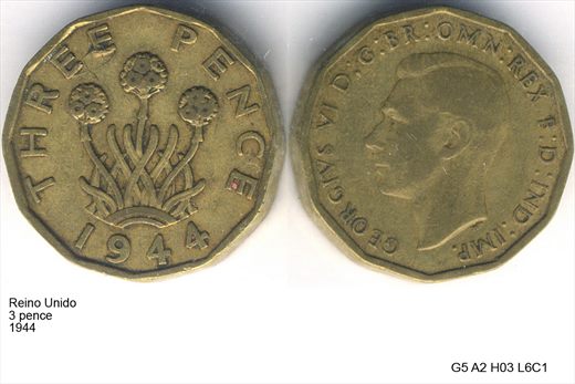 Reino Unido - Pence 3 - 1944 - G5 A2 H03 L6C1