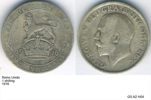 Reino Unido - Shilling 1 - 1916 - G5 A2 H04 L1C4