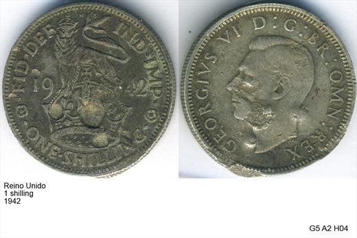 Reino Unido - Shilling 1 - 1942 - G5 A2 H04 L2C1