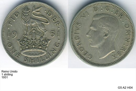 Reino Unido - Shilling 1 - 1951 - G5 A2 H04 L2C2