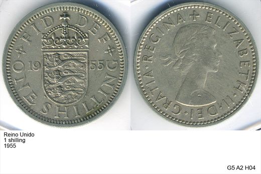 Reino Unido - Shilling 1 - 1955 - G5 A2 H04 L2C3