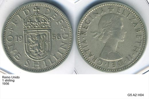 Reino Unido - Shilling 1 - 1956 - G5 A2 H04 L2C4