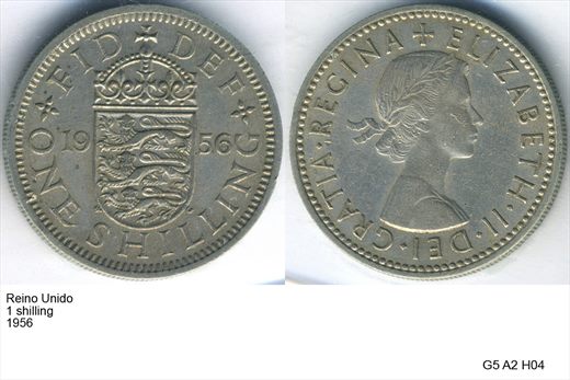 Reino Unido - Shilling 1 - 1956 - G5 A2 H04 L2C5