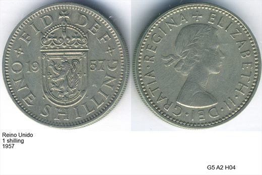 Reino Unido - Shilling 1 - 1957 - G5 A2 H04 L3C1
