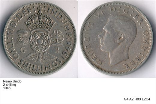 Reino Unido - Shilling 2 - 1948 - G4 A2 H03 L2C4