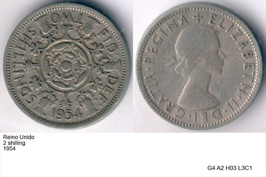 Reino Unido - Shilling 2 - 1954 - G4 A2 H03 L3C1